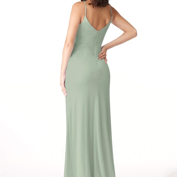 Azazie Deandra Sage Green Bridesmaid Dress Size A4 - Picture 4 of 10